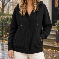 Damen Cardigan mit Kapuze & Knopfleiste – Relaxed Fit
