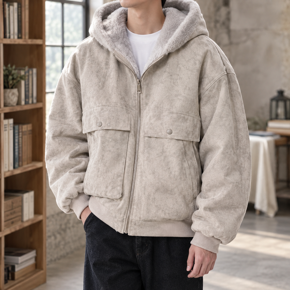 Herren Sherpa-Jacke – Relaxed Fit, Freizeit
