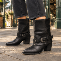 Damen Stiefel wadenhoch mit Schnallendetail