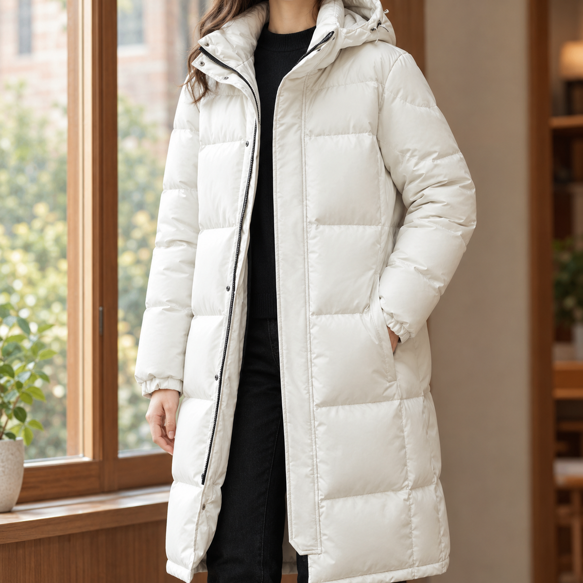Damen Jacke mit Kapuze und Stehkragen