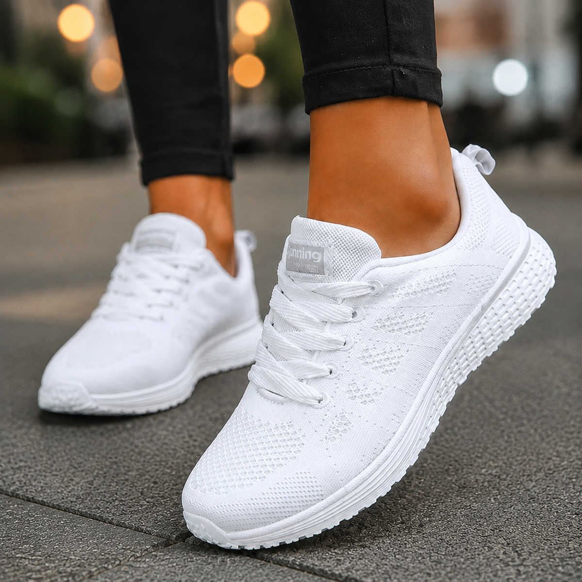Damen Sneaker mit Strickoptik und Schnürung