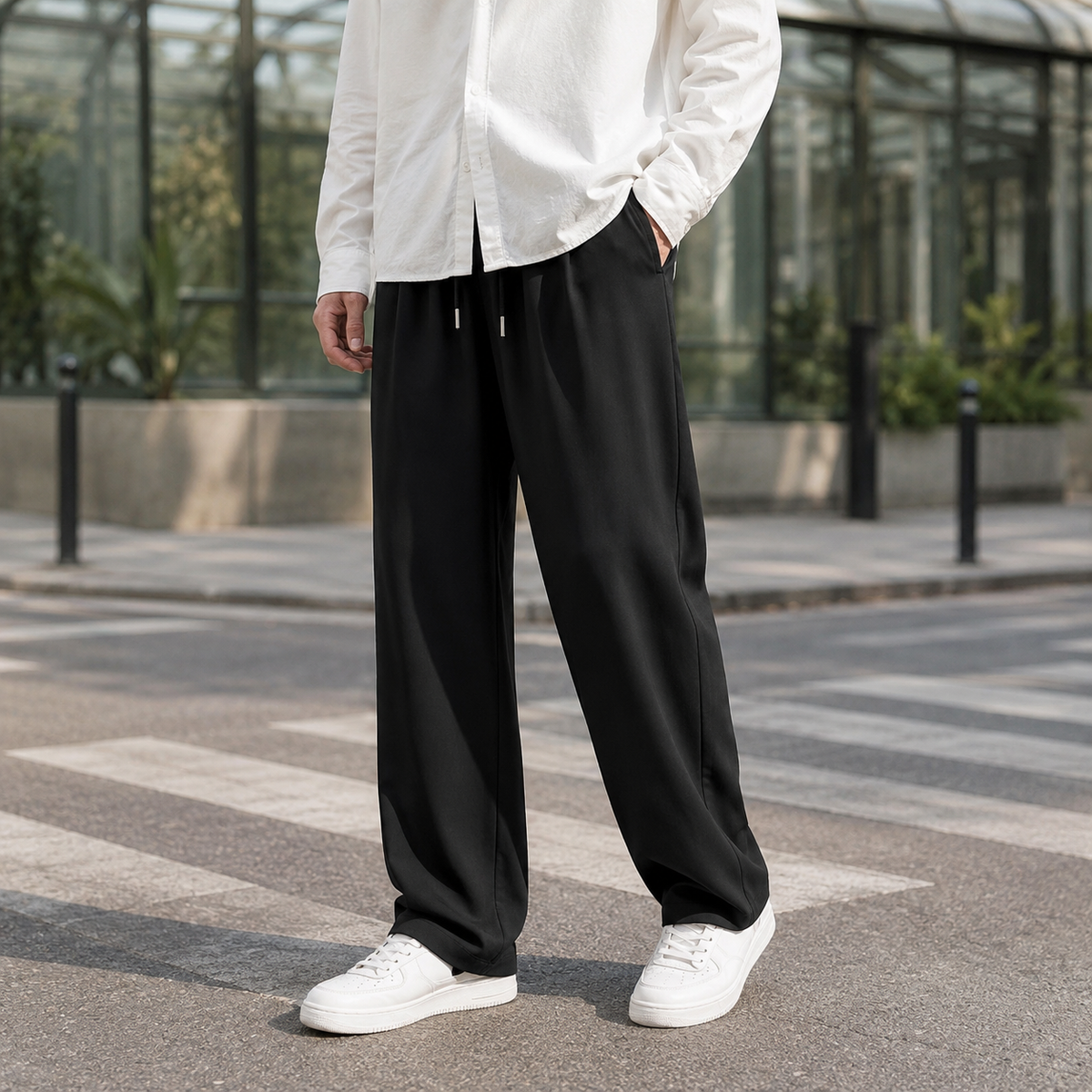 Herren Hose mit Kordelzugbund in weiter Passform
