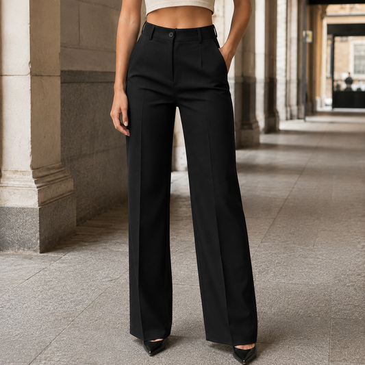 Damen Hose mit hoher Taille in weiter Passform