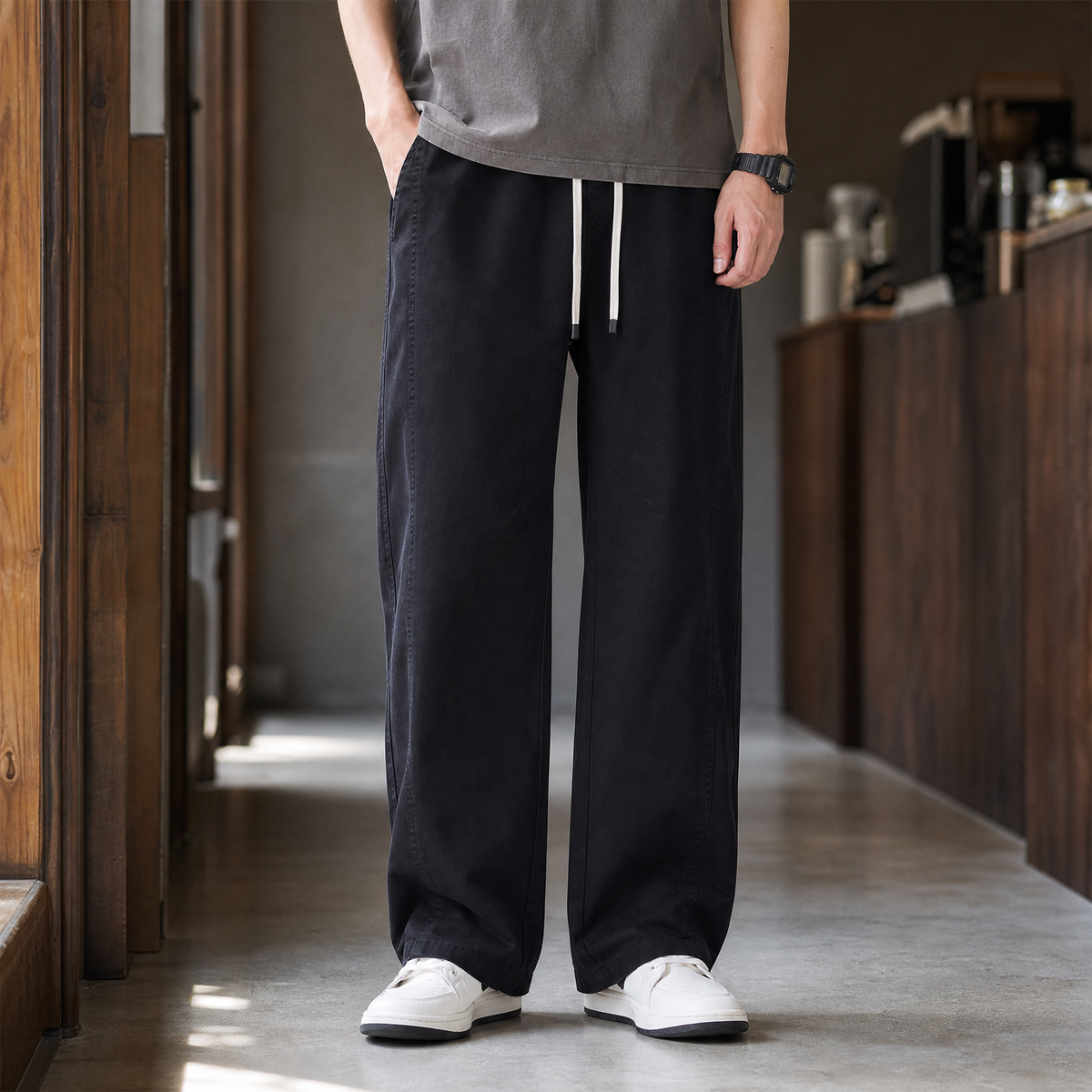 Herren Hose mit Kordelzugbund – Relaxed Fit