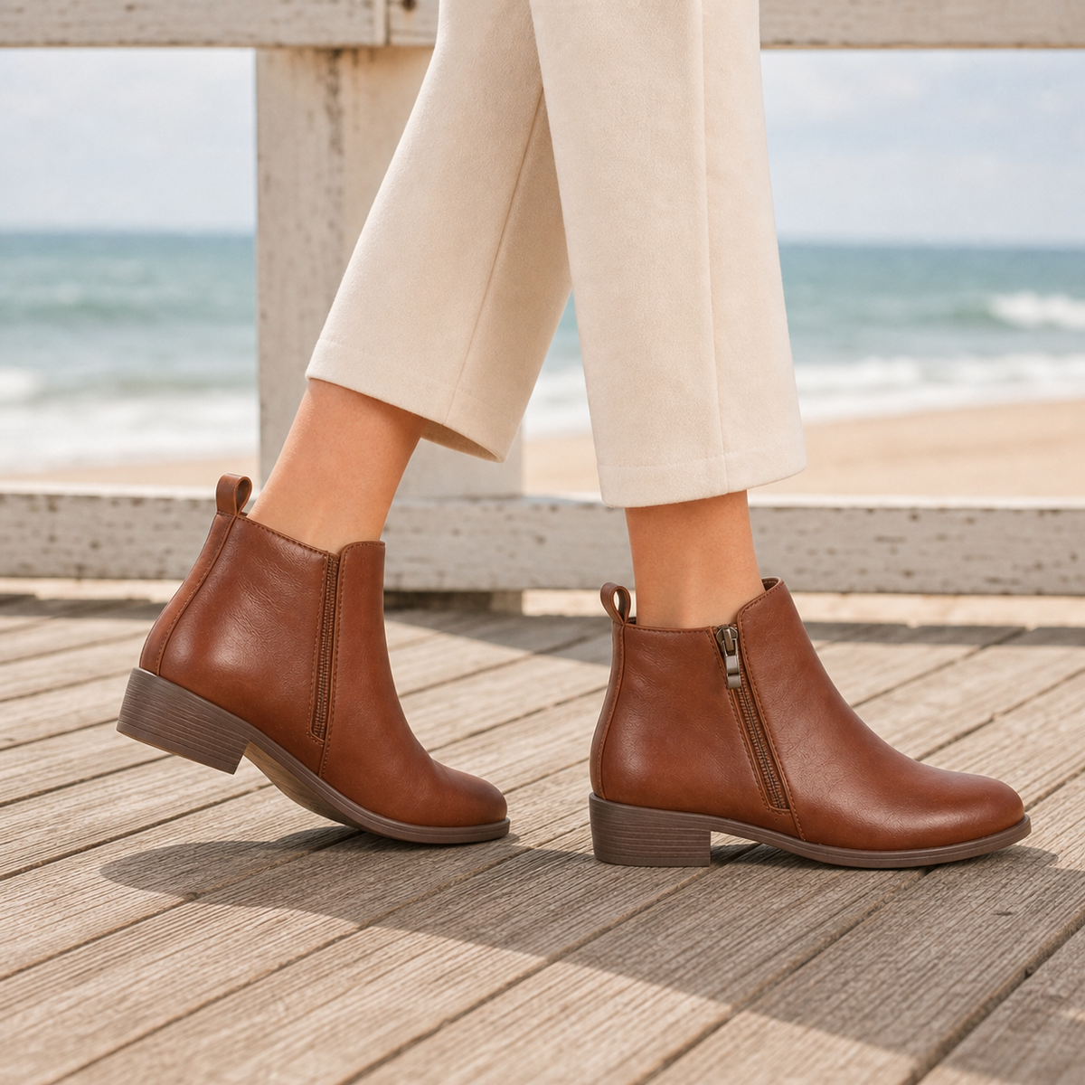 Damen Komfort-Stiefeletten mit Seitenreißverschluss