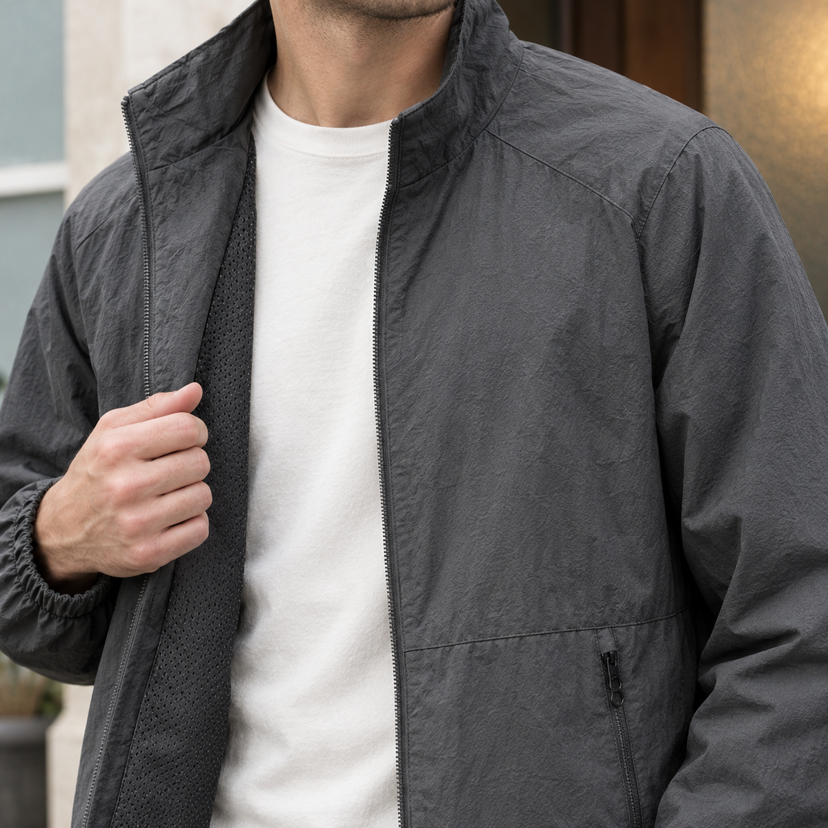 Herren Stehkragenjacke leicht – Regular Fit, Freizeit