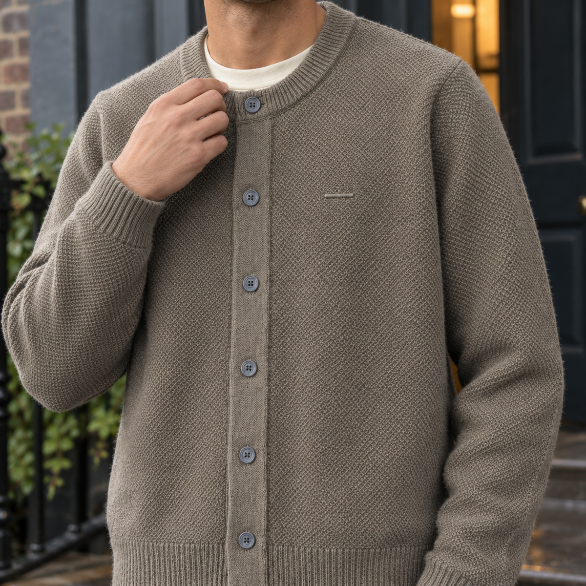 Herren Cardigan strukturiert – Relaxed Fit, Casual