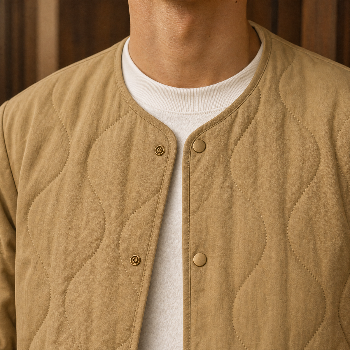 Herren Steppjacke ohne Kragen – Regular Fit