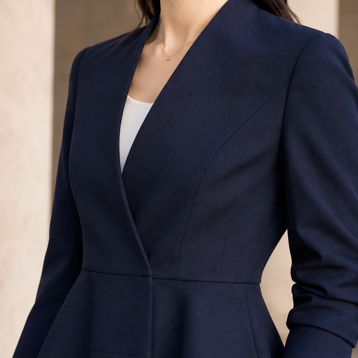 Damen Slim Fit Peplum Blazer Business Elegant