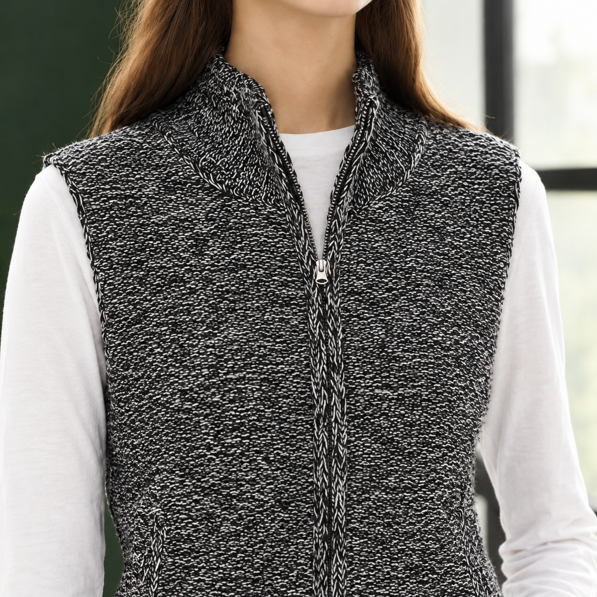 Damen Weste ärmellos mit Stehkragen – Relaxed Fit