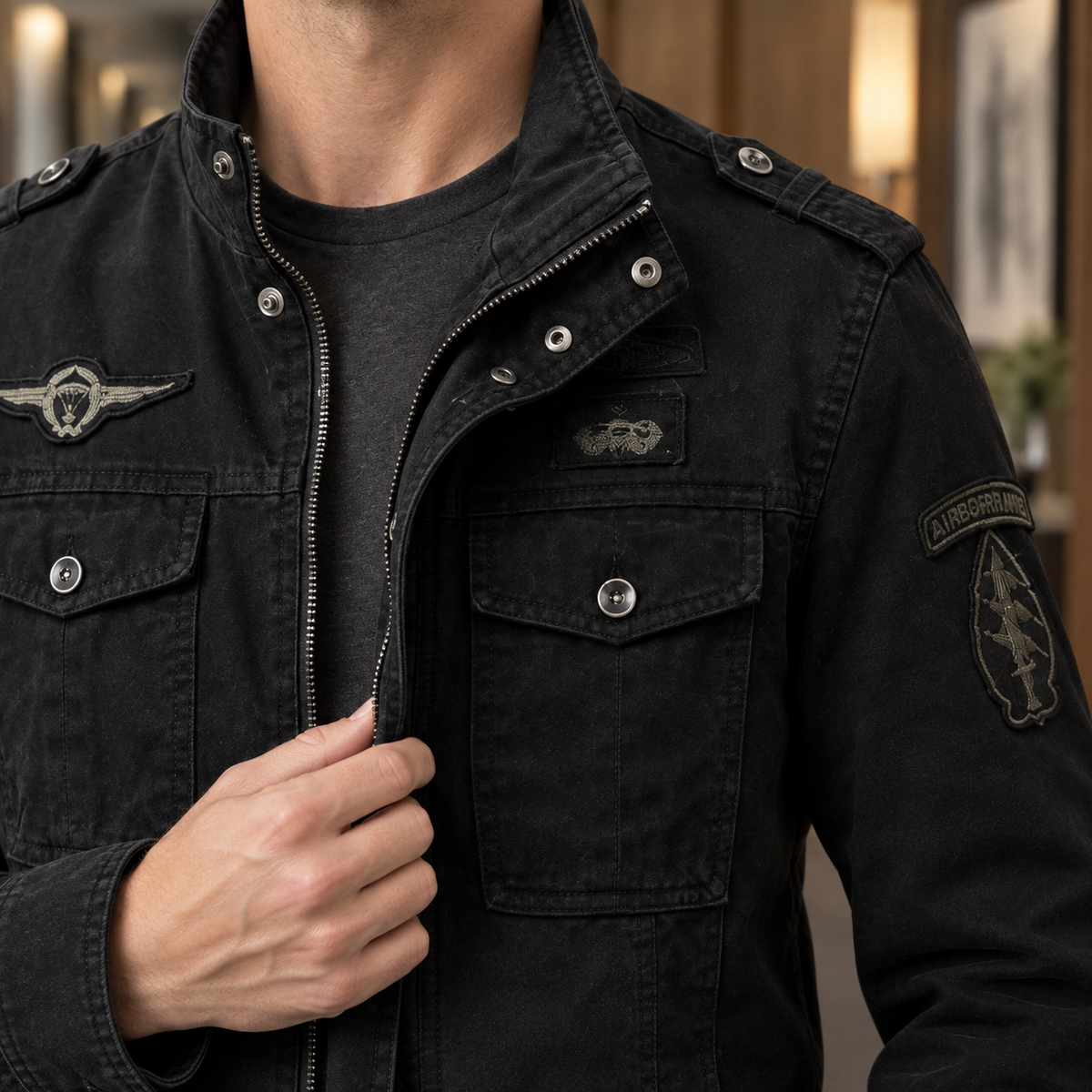 Herren Militärjacke Utility-Look – Regular Fit