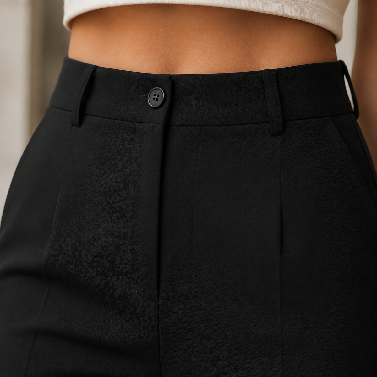 Damen Hose mit hoher Taille in weiter Passform