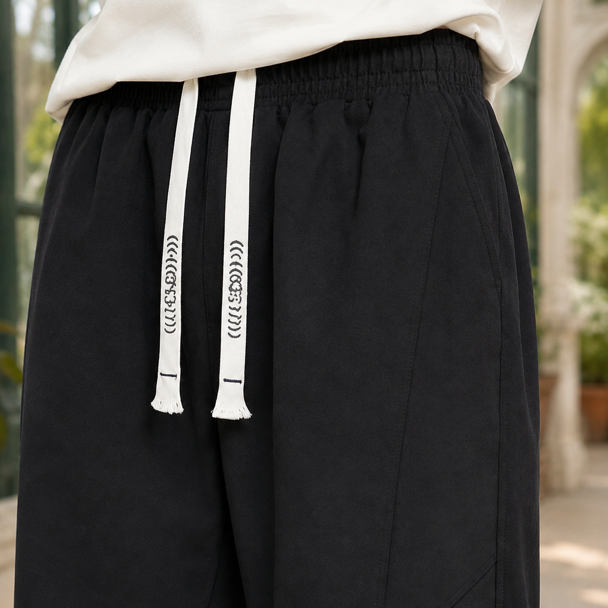 Herren Hose mit weitem Bein und Kontrast-Kordelzug