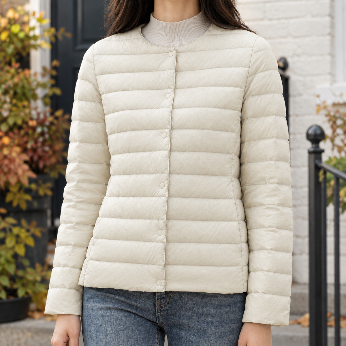 Damen Steppjacke mit rundem Ausschnitt