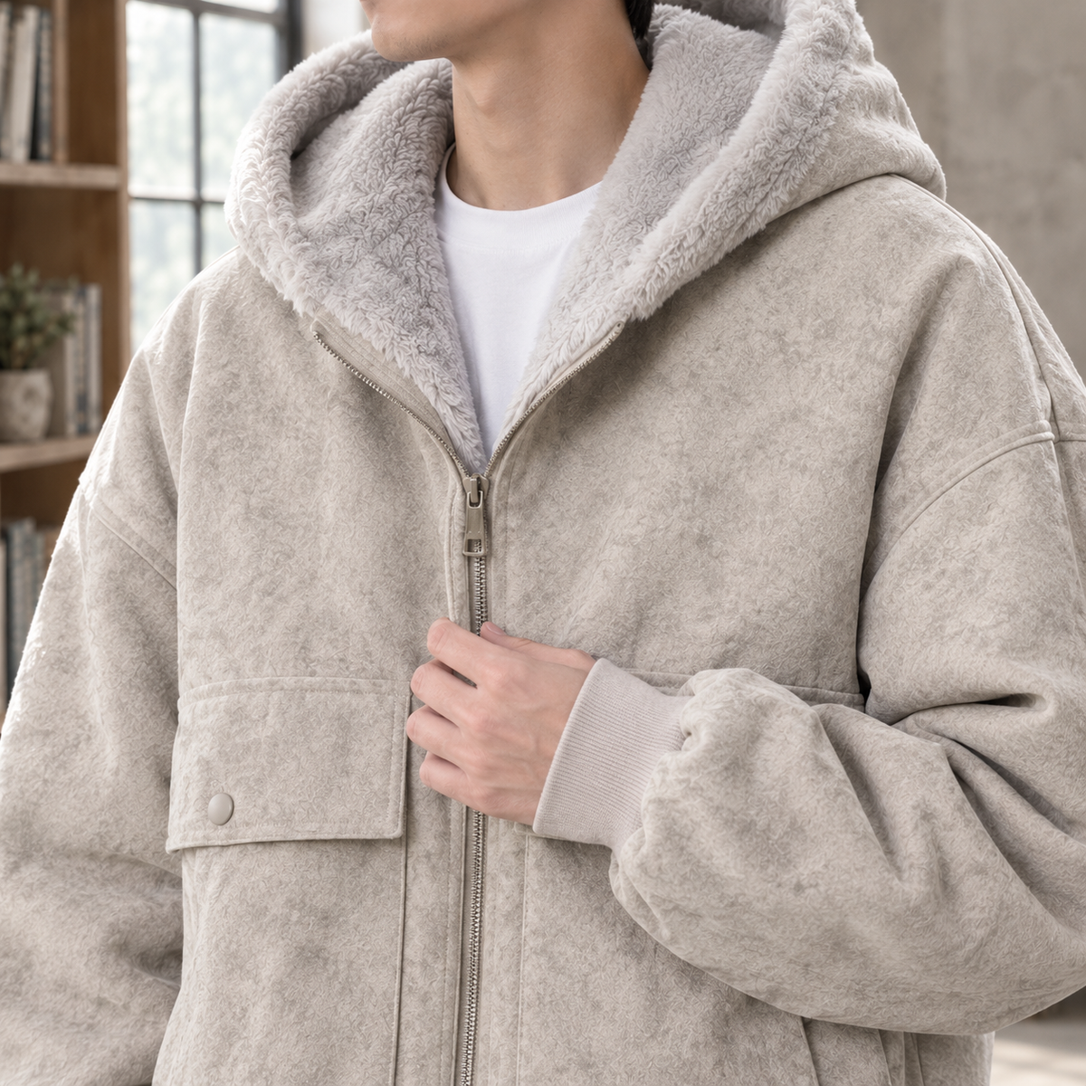 Herren Sherpa-Jacke – Relaxed Fit, Freizeit