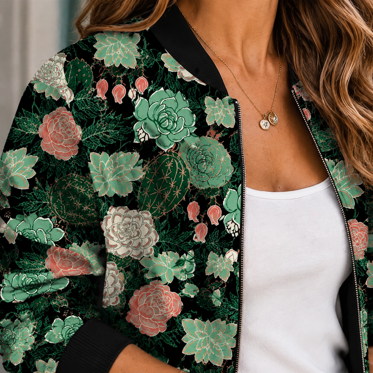 Damen Jacke bedruckt – Relaxed Fit, Freizeit
