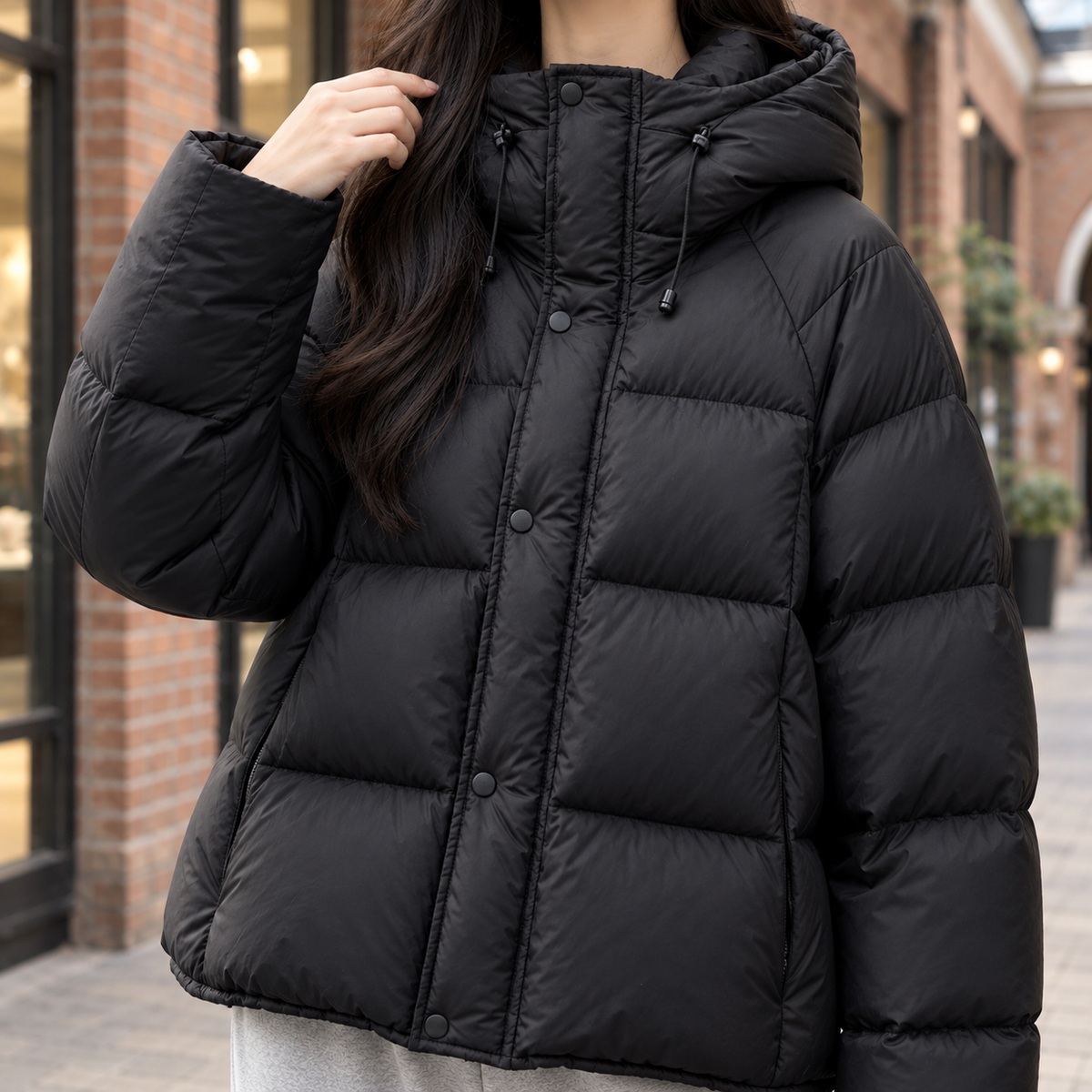 Damen Steppjacke mit verstellbarer Kapuze