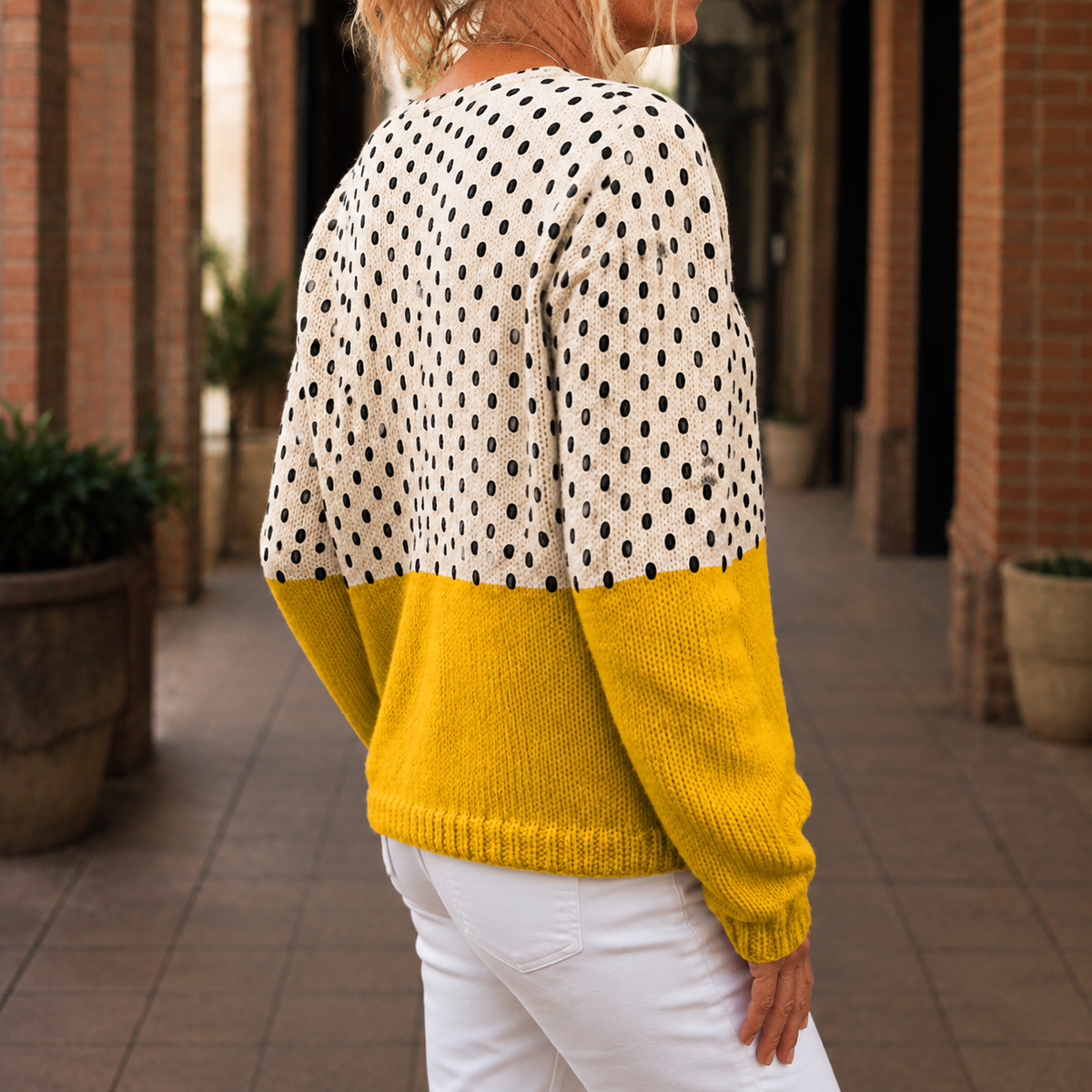 Damen Strickjacke im Colour-Block-Design mit Rundhalsausschnitt