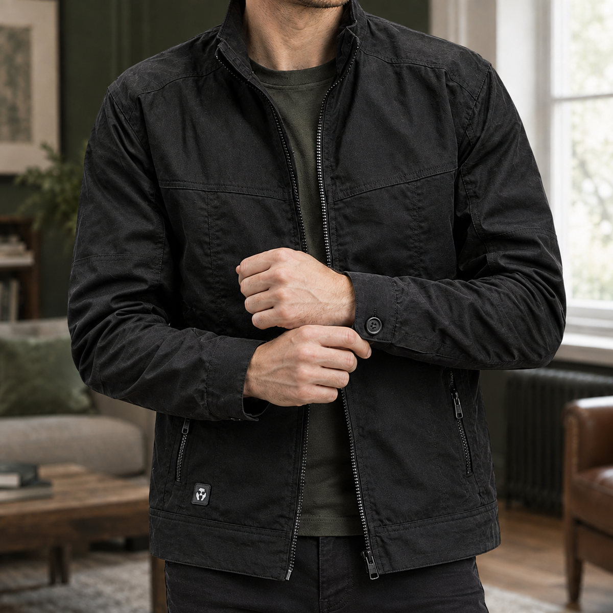 Herren Utility-Jacke mit Reißverschluss – Regular Fit