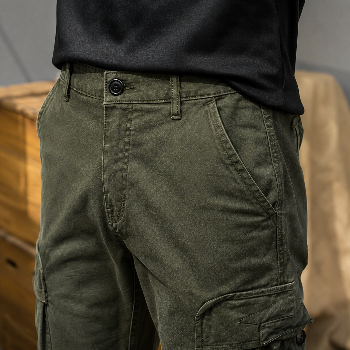 Herren Cargohose mit Taschen in lockerer Passform