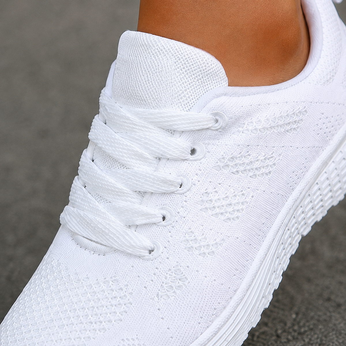 Damen Sneaker mit Strickoptik und Schnürung