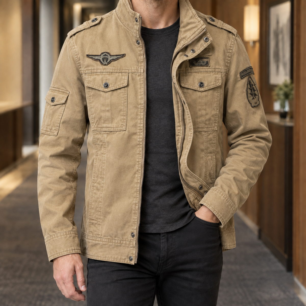 Herren Militärjacke Utility-Look – Regular Fit