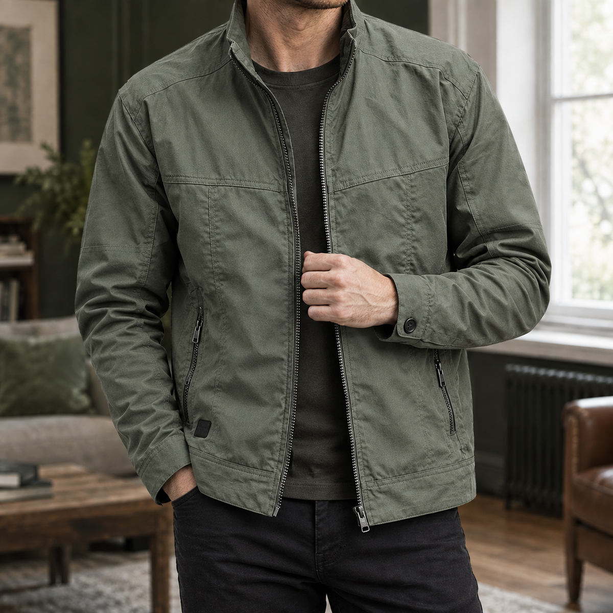 Herren Utility-Jacke mit Reißverschluss – Regular Fit