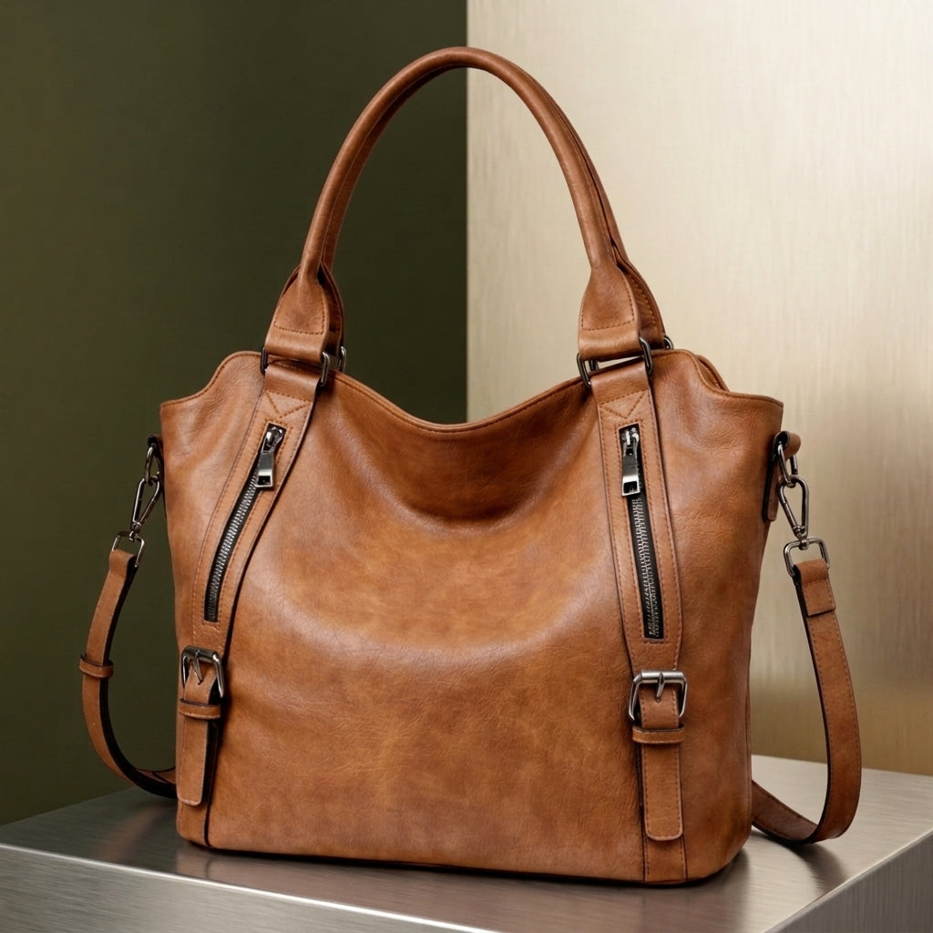 Damen Shopper Valencia | Tasche mit Schnallendetail und Doppelhenkel