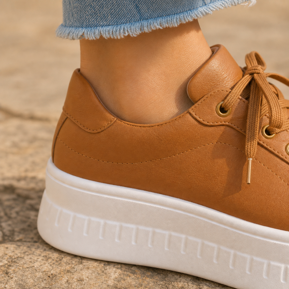 Damen Sneaker mit Plateausohle und Schnürung
