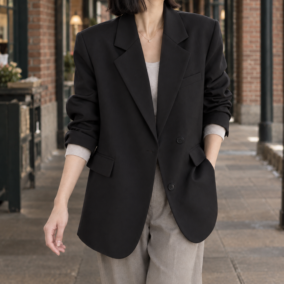 Damen Blazer Relaxed Fit Business und Smart-Casual