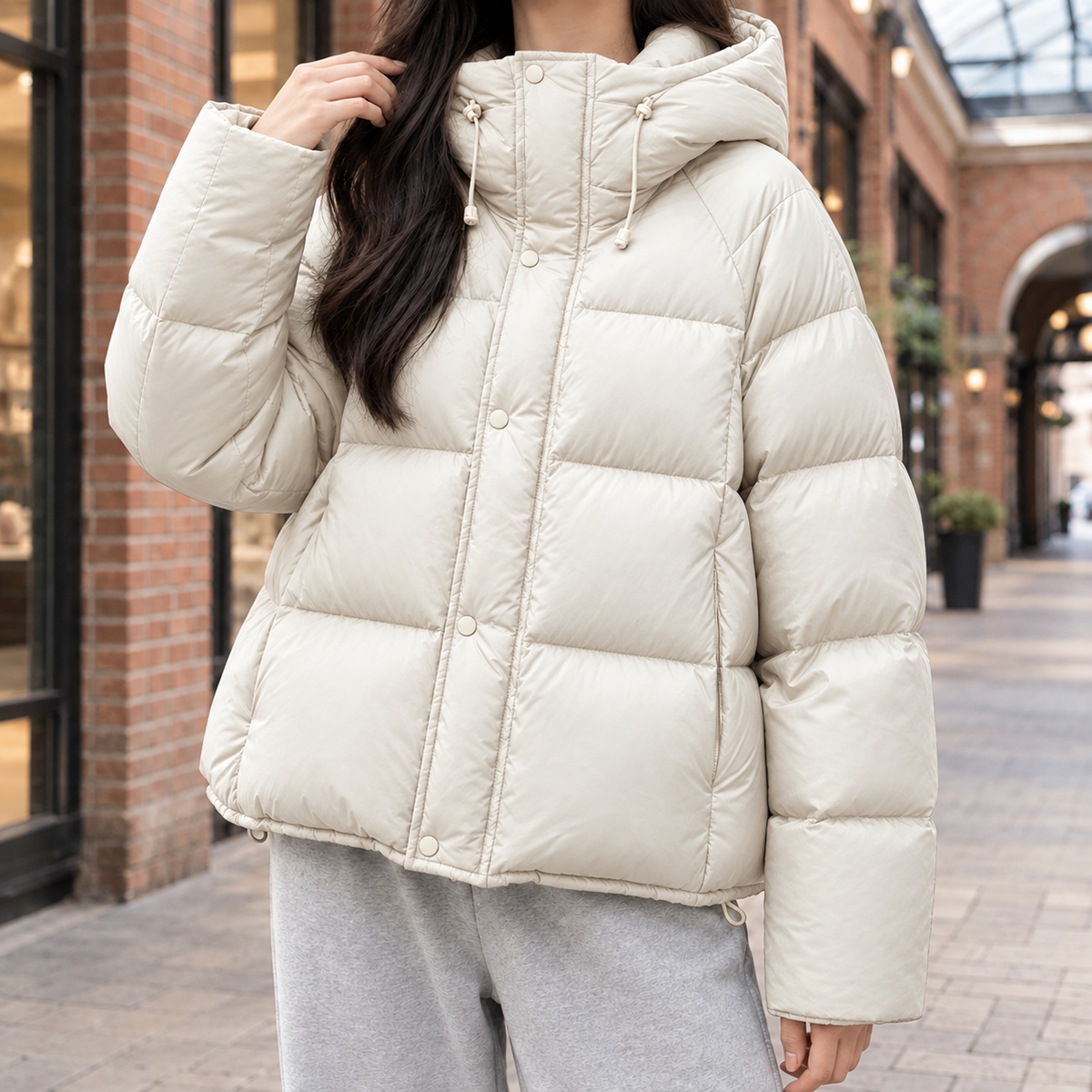 Damen Steppjacke mit verstellbarer Kapuze