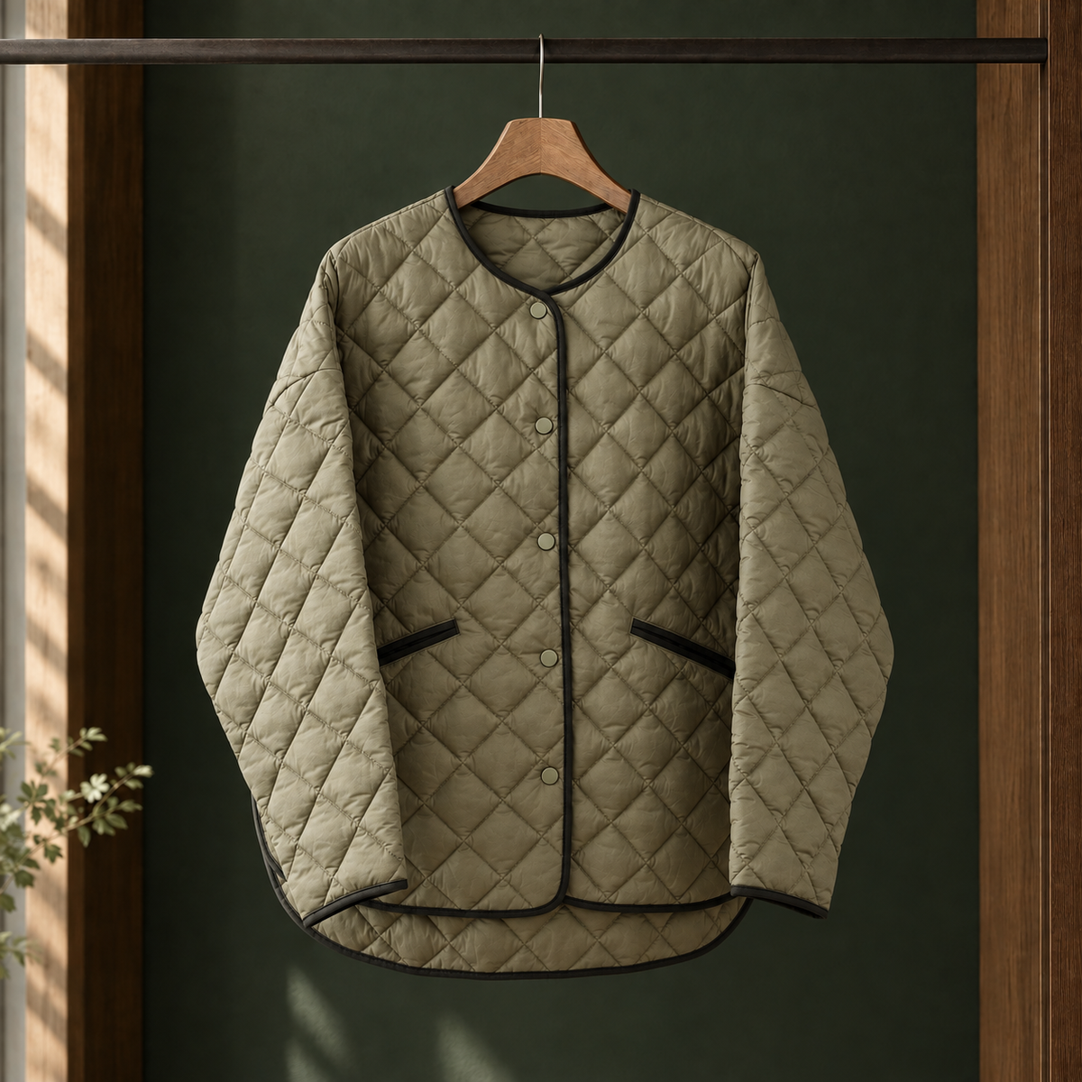 Damen Steppjacke mit Druckknöpfen – Relaxed Fit