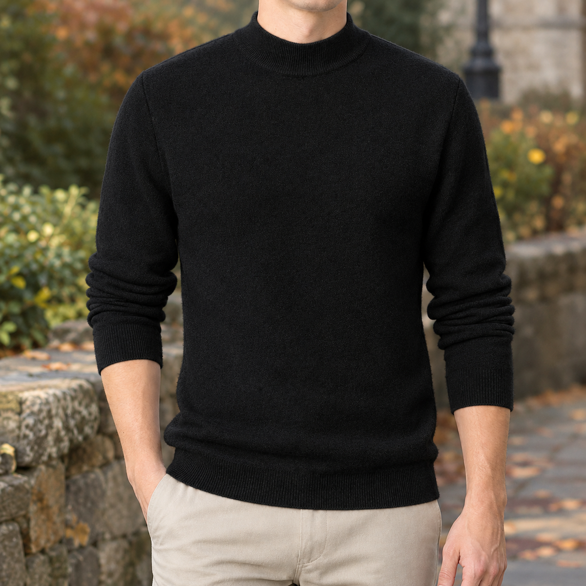 Herren Stehkragenpullover Langarm – Slim Fit