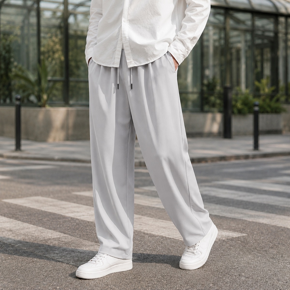 Herren Hose mit Kordelzugbund in weiter Passform