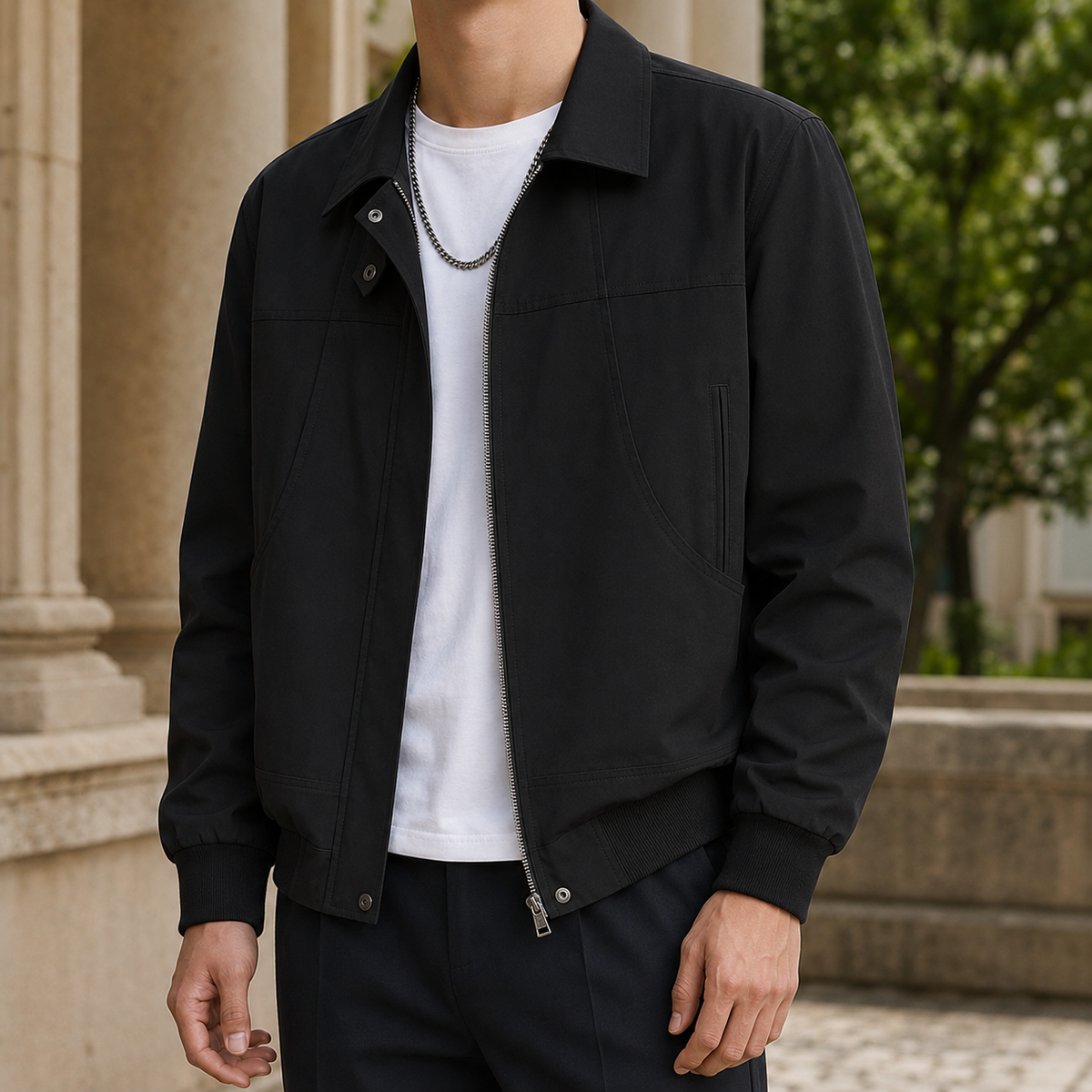Herren Zip-Jacke – Relaxed Fit, Freizeit