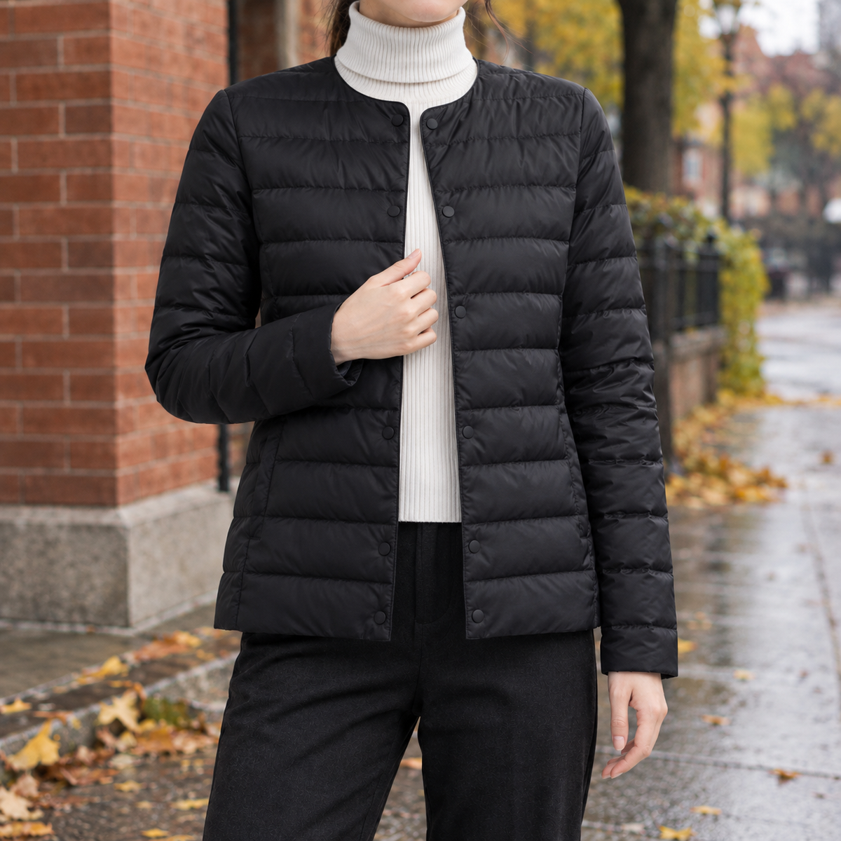 Damen Steppjacke kragenlos – Regular Fit