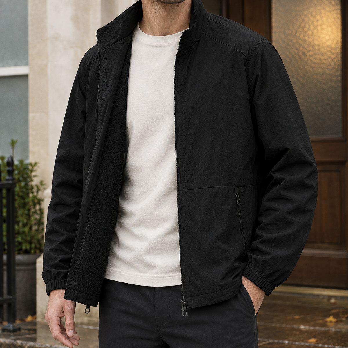 Herren Stehkragenjacke leicht – Regular Fit, Freizeit