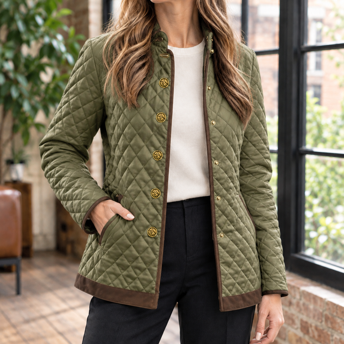 Damen Steppjacke mit Rautensteppung – Slim Fit