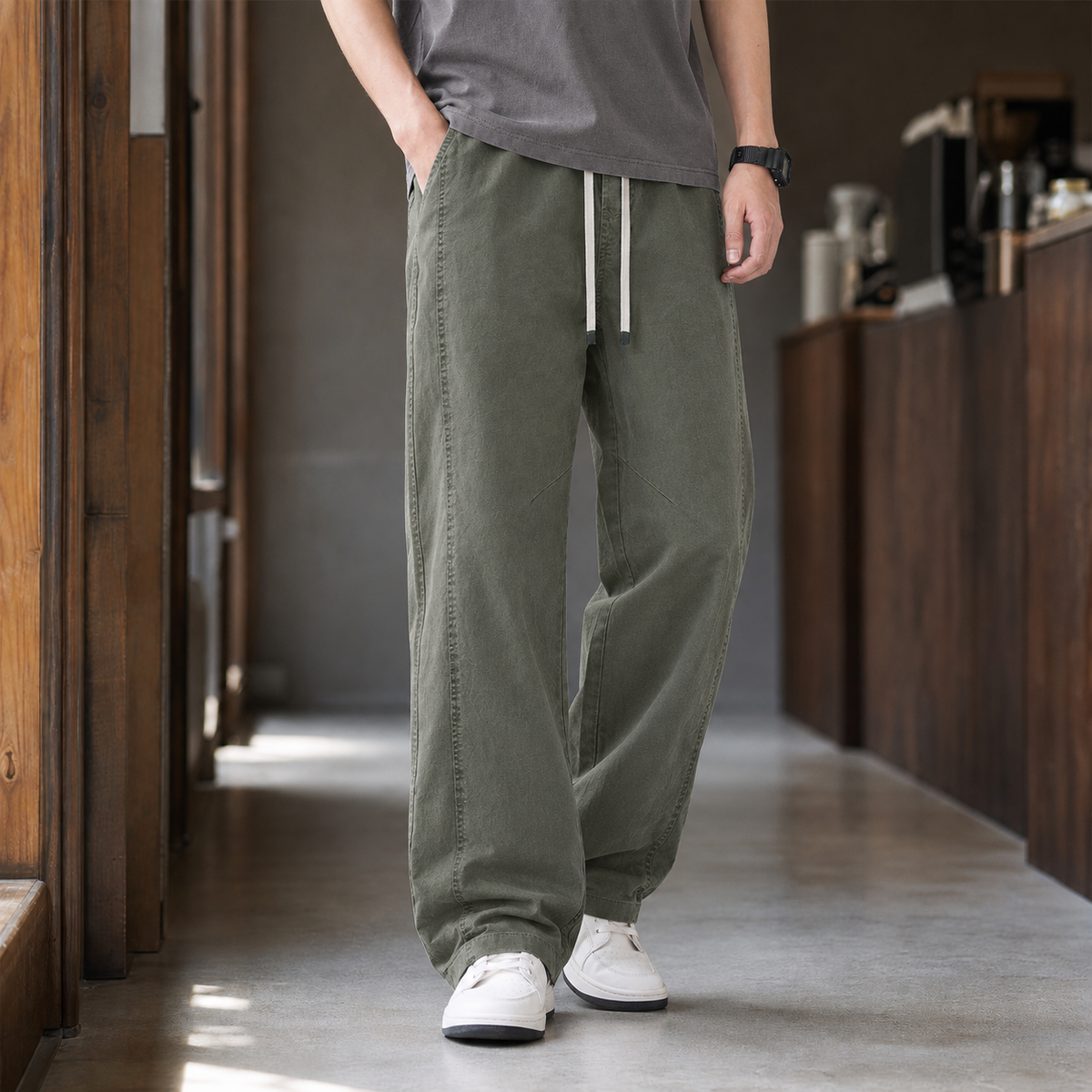 Herren Hose mit Kordelzugbund – Relaxed Fit