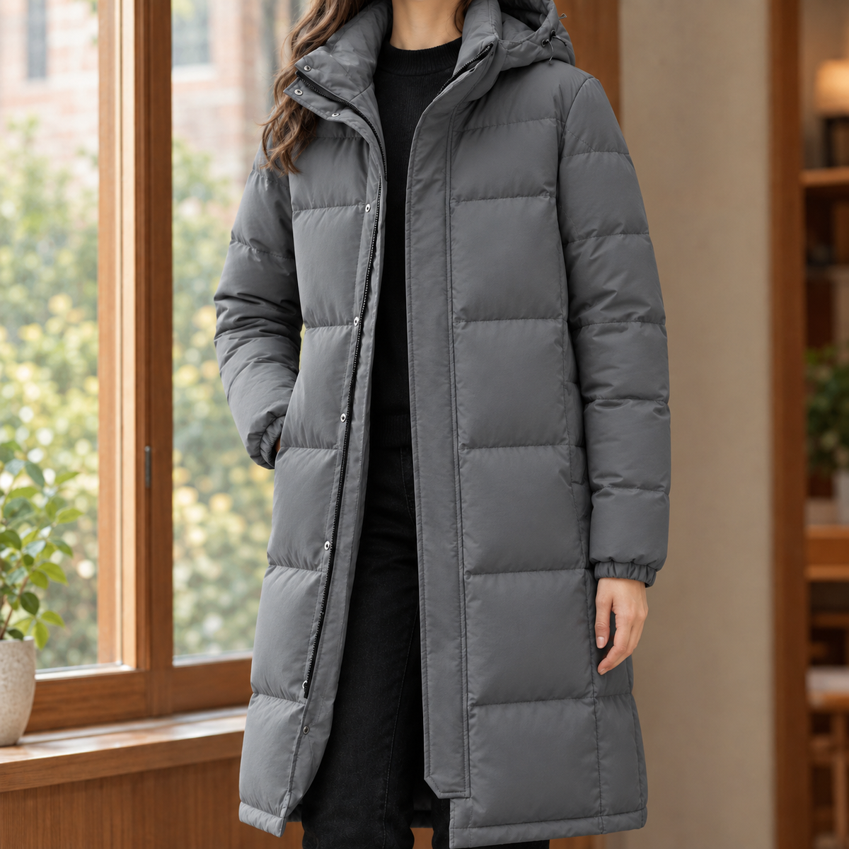 Damen Jacke mit Kapuze und Stehkragen