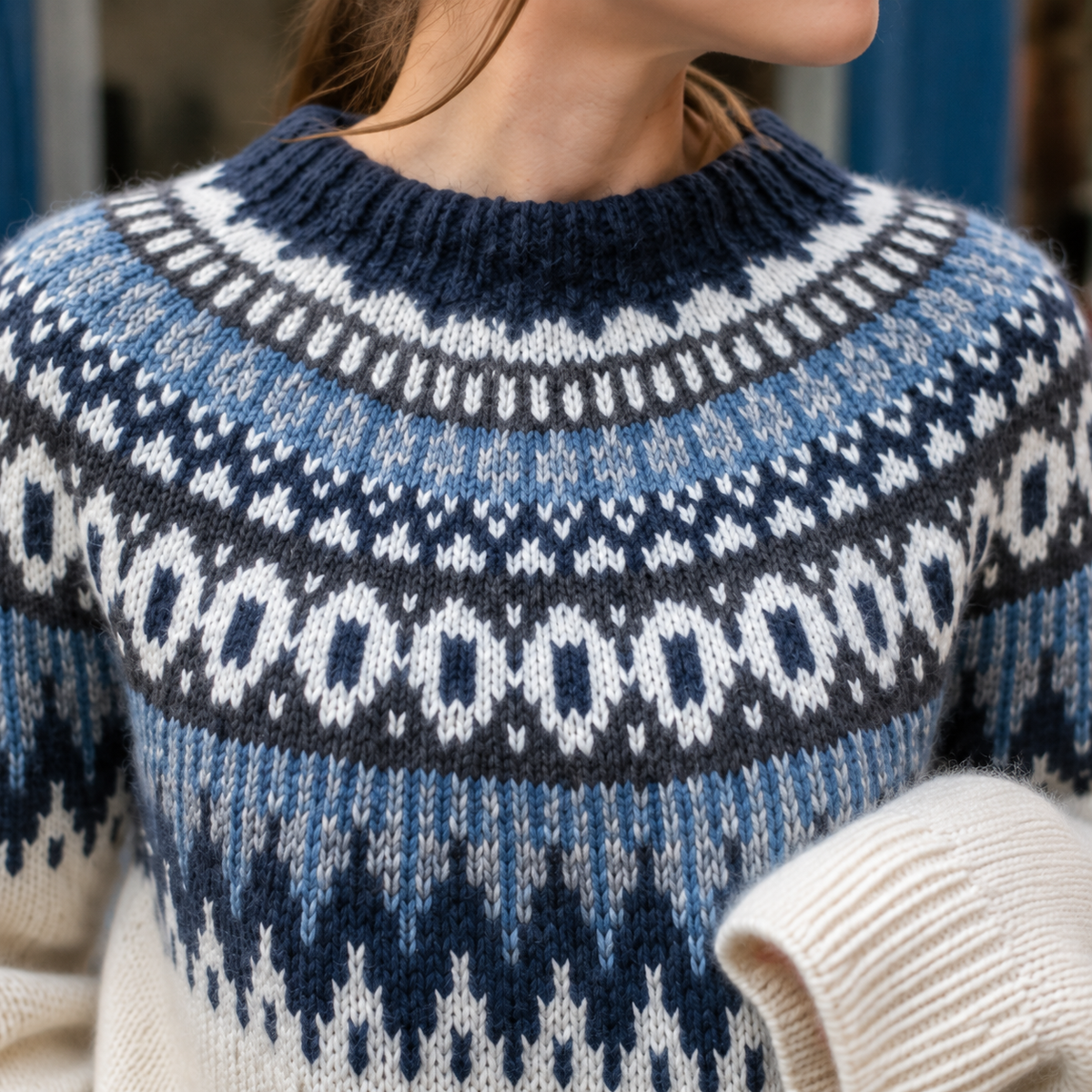 Damen Pullover mit Norweger-Muster in Oversize-Passform