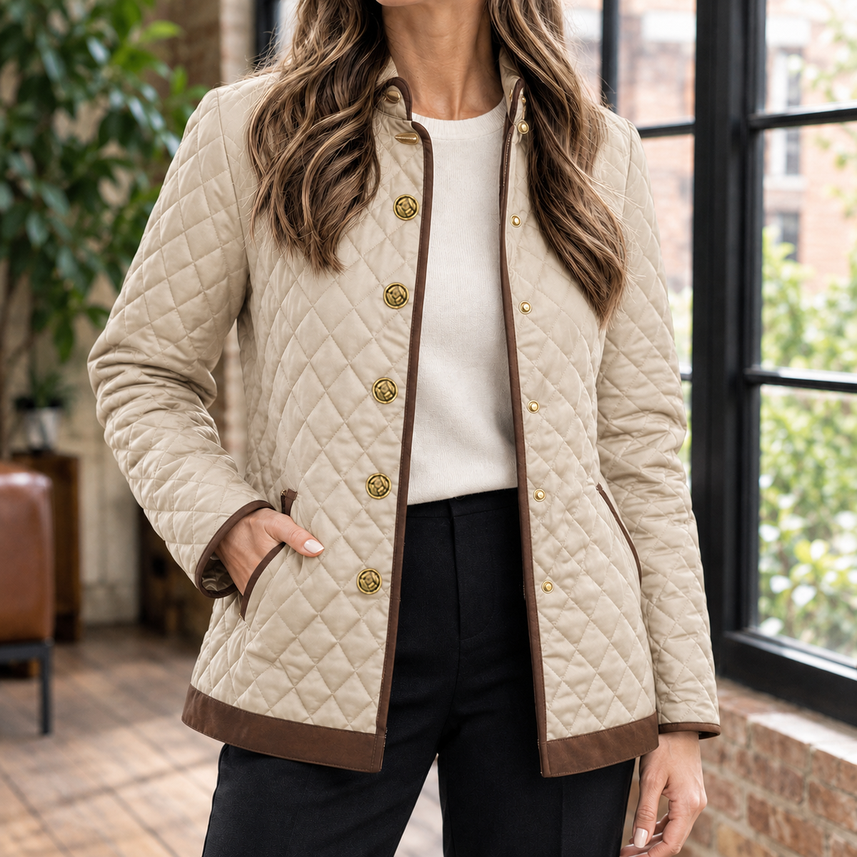 Damen Steppjacke mit Rautensteppung – Slim Fit