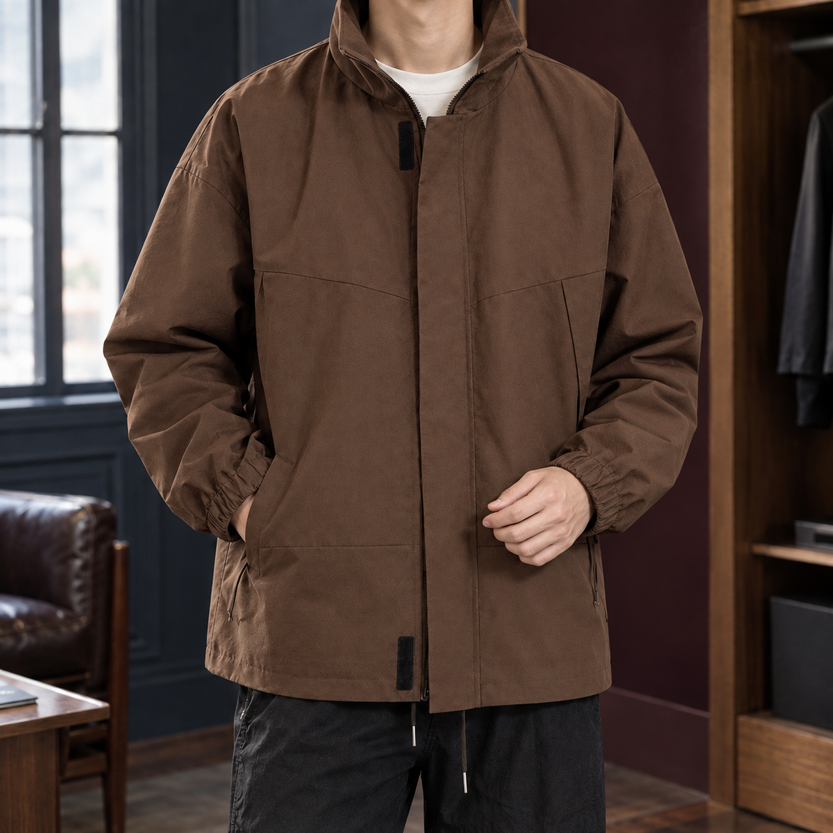 Herren Stehkragenjacke – Regular Fit, Casual