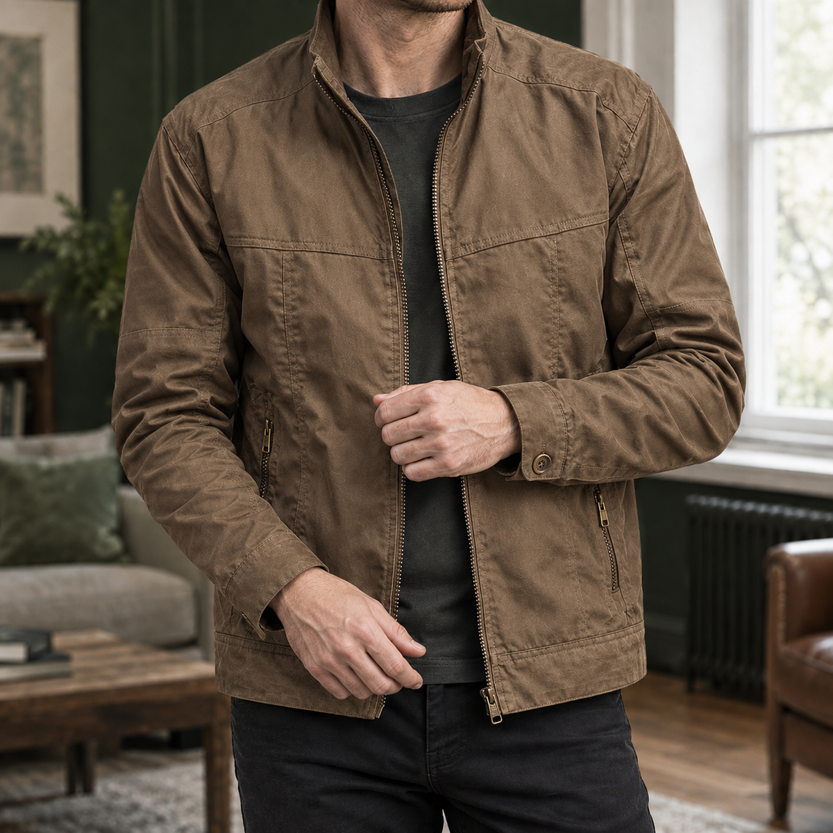 Herren Utility-Jacke mit Reißverschluss – Regular Fit