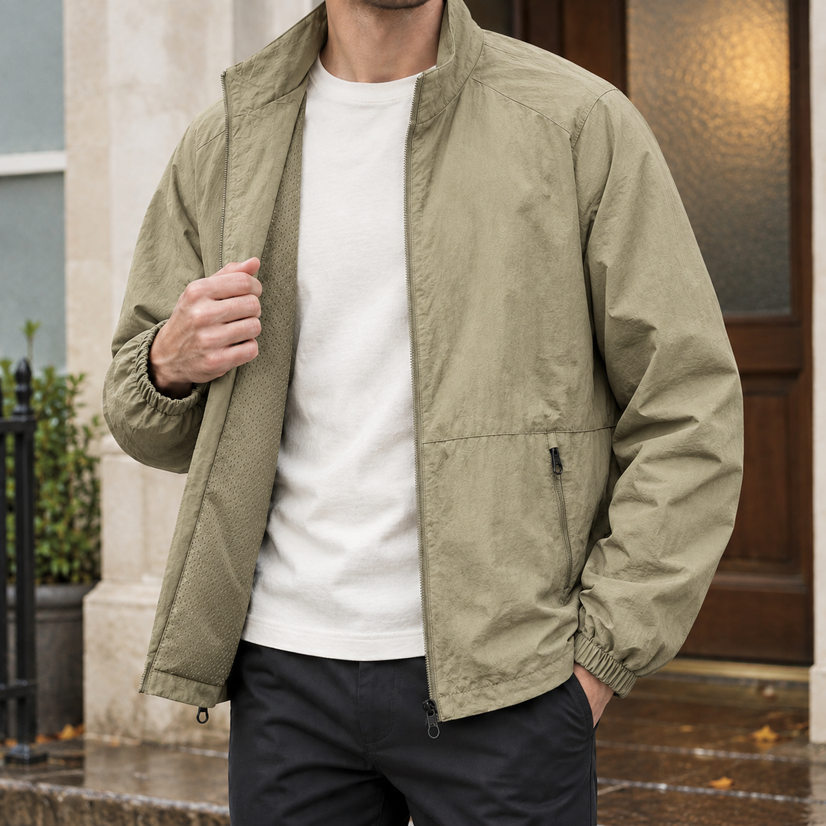 Herren Stehkragenjacke leicht – Regular Fit, Freizeit