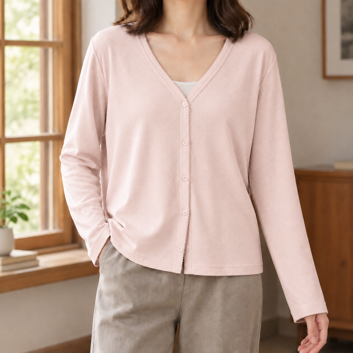 Damen Cardigan Relaxed Fit Casual mit Knopfleiste