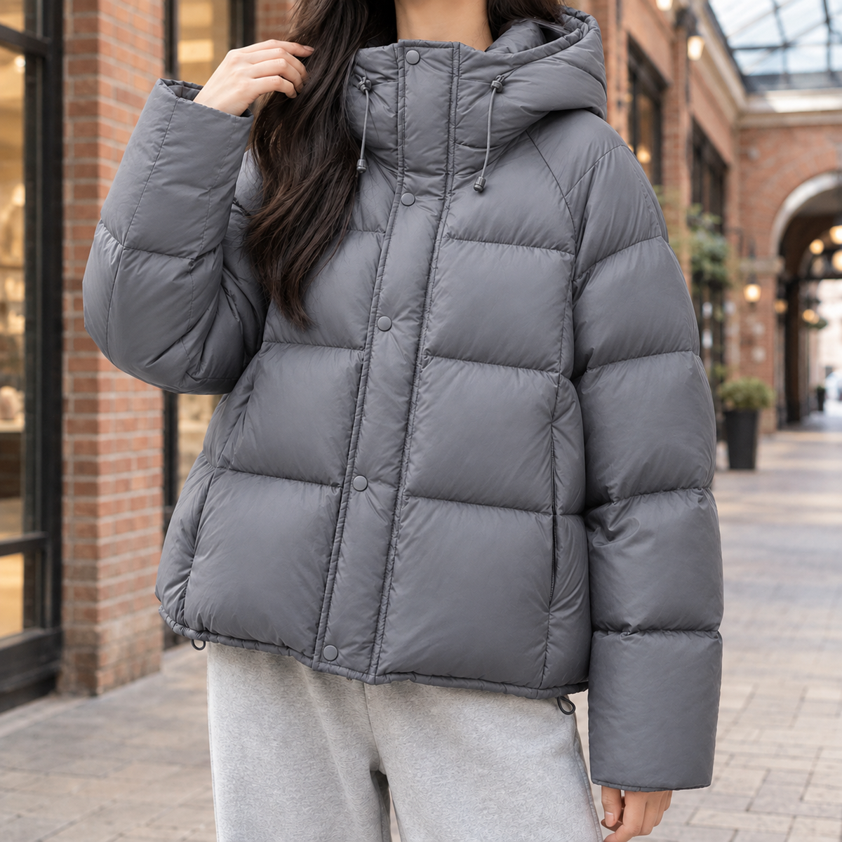 Damen Steppjacke mit verstellbarer Kapuze