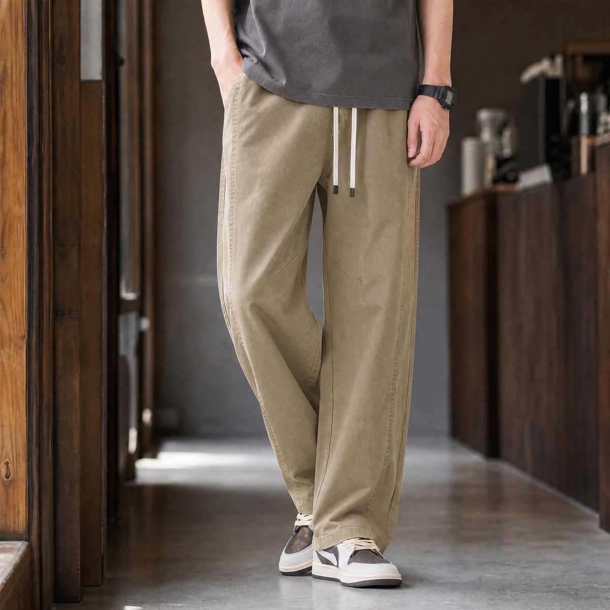 Herren Hose mit Kordelzugbund – Relaxed Fit