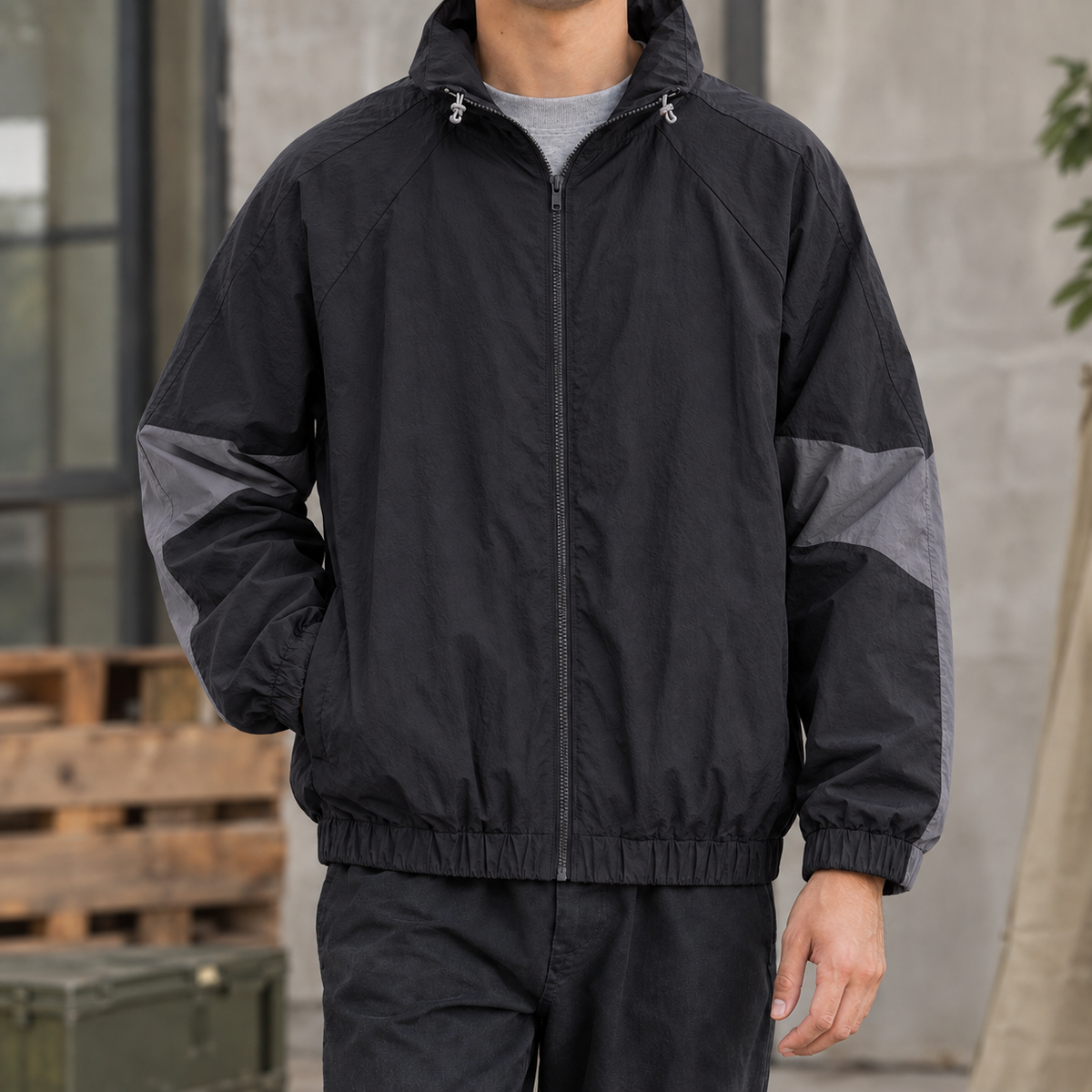 Herren Colorblock-Jacke – Relaxed Fit, Freizeit