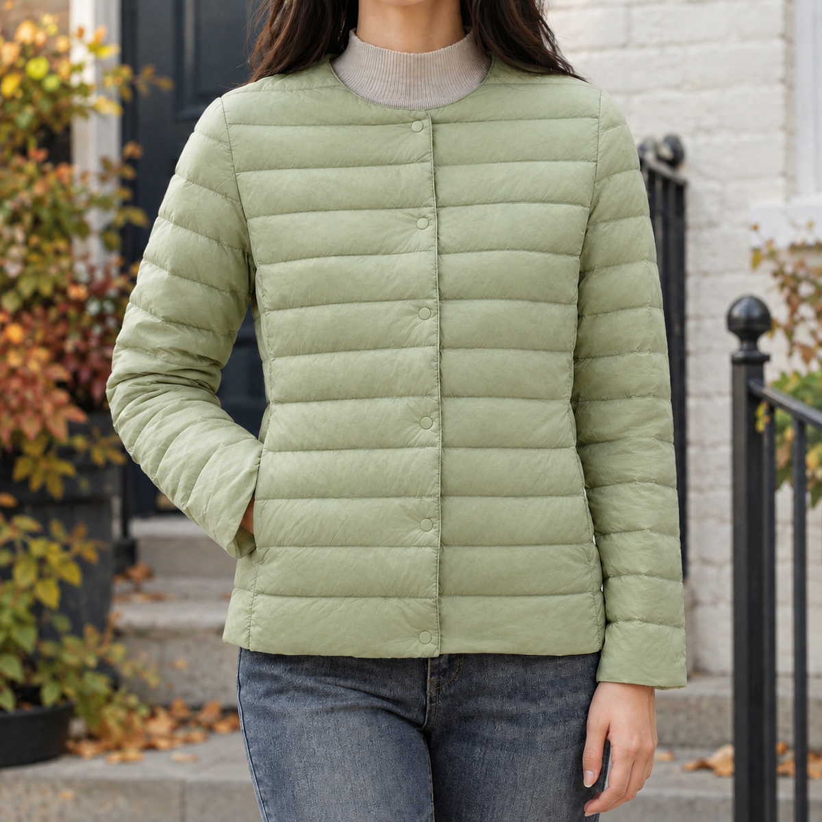 Damen Steppjacke mit rundem Ausschnitt